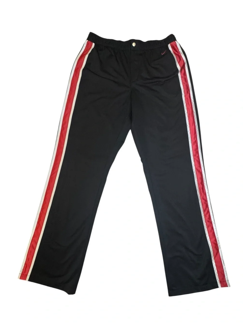 Nike Womens Low Rise Track Pants Black Red White Stripe Athletic Size L NWT